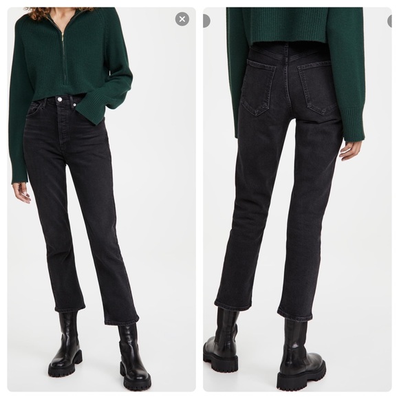 Agolde Denim - Agolde Riley Jeans Panoramic Black Straight Leg High Rise Size 27